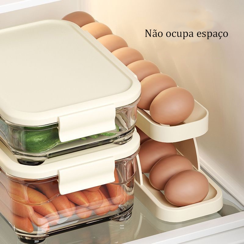 Organizador Ovo De Cozinha Conveniente Caixa De Ovos Gadgets Deslizante Duravel