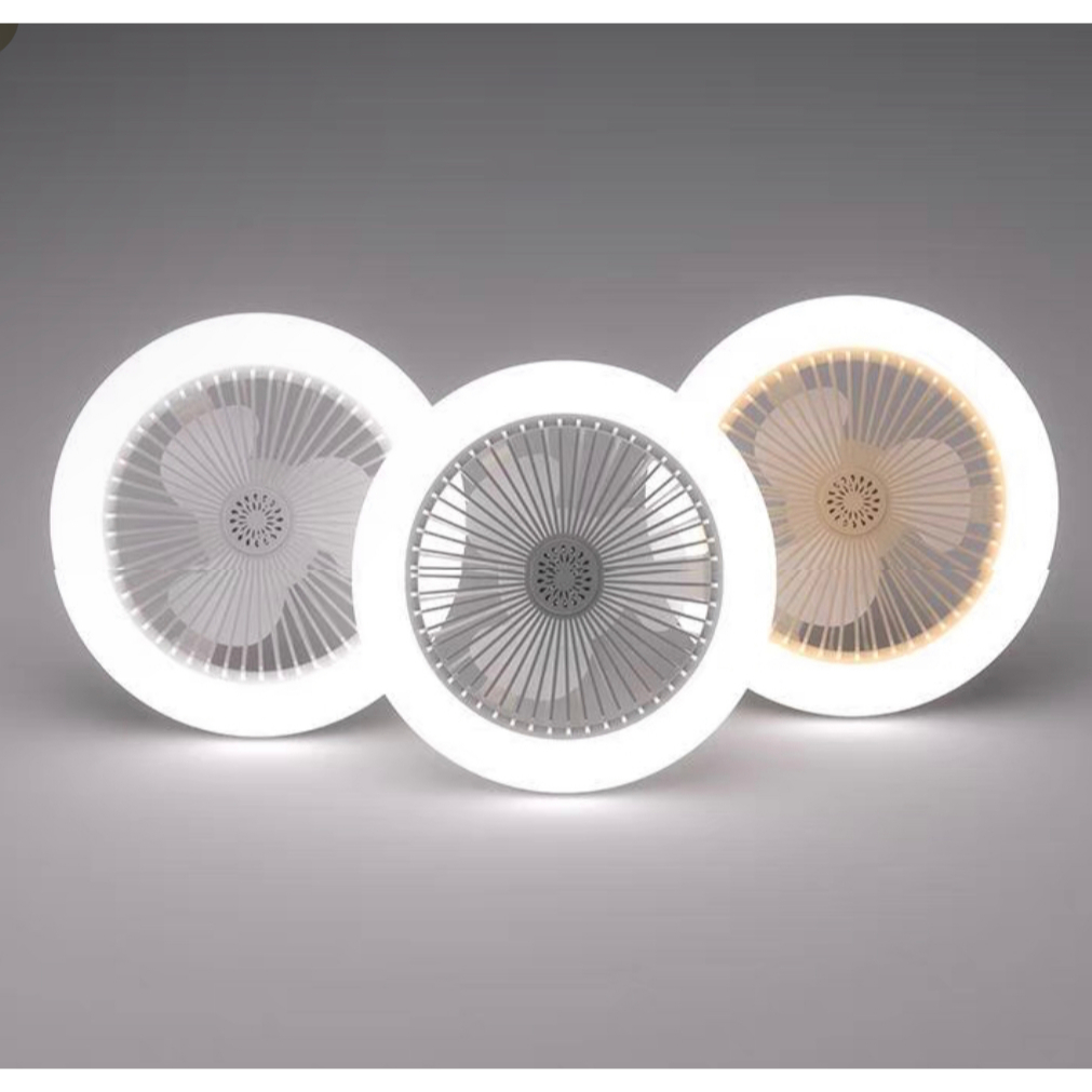 Luminaria com Ventilador De Teto Com 3 Lâminas De 30W 26cm Rotação de 360 ​​graus Lâmpada LED